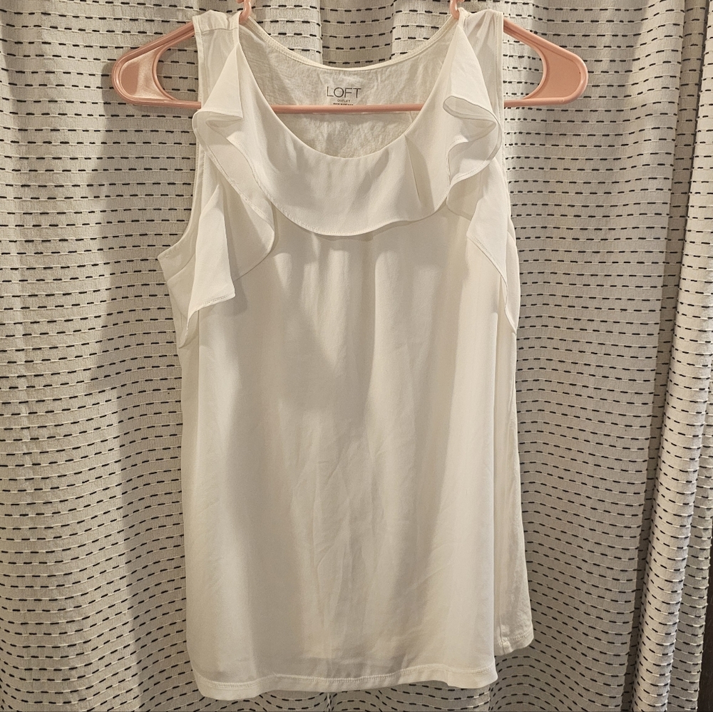 Women's White Ruffle Top
